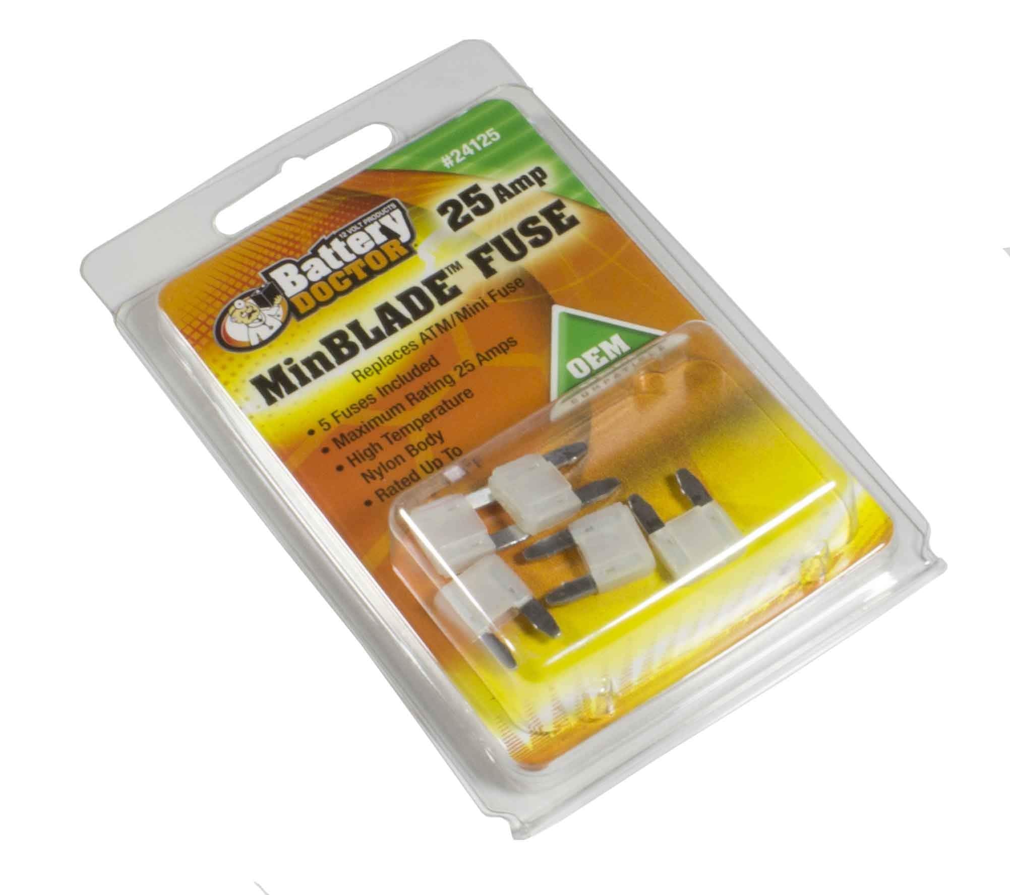 Battery Doctor WirthCo 24125 25 Amp MinBlade Fuse, 5 Pack