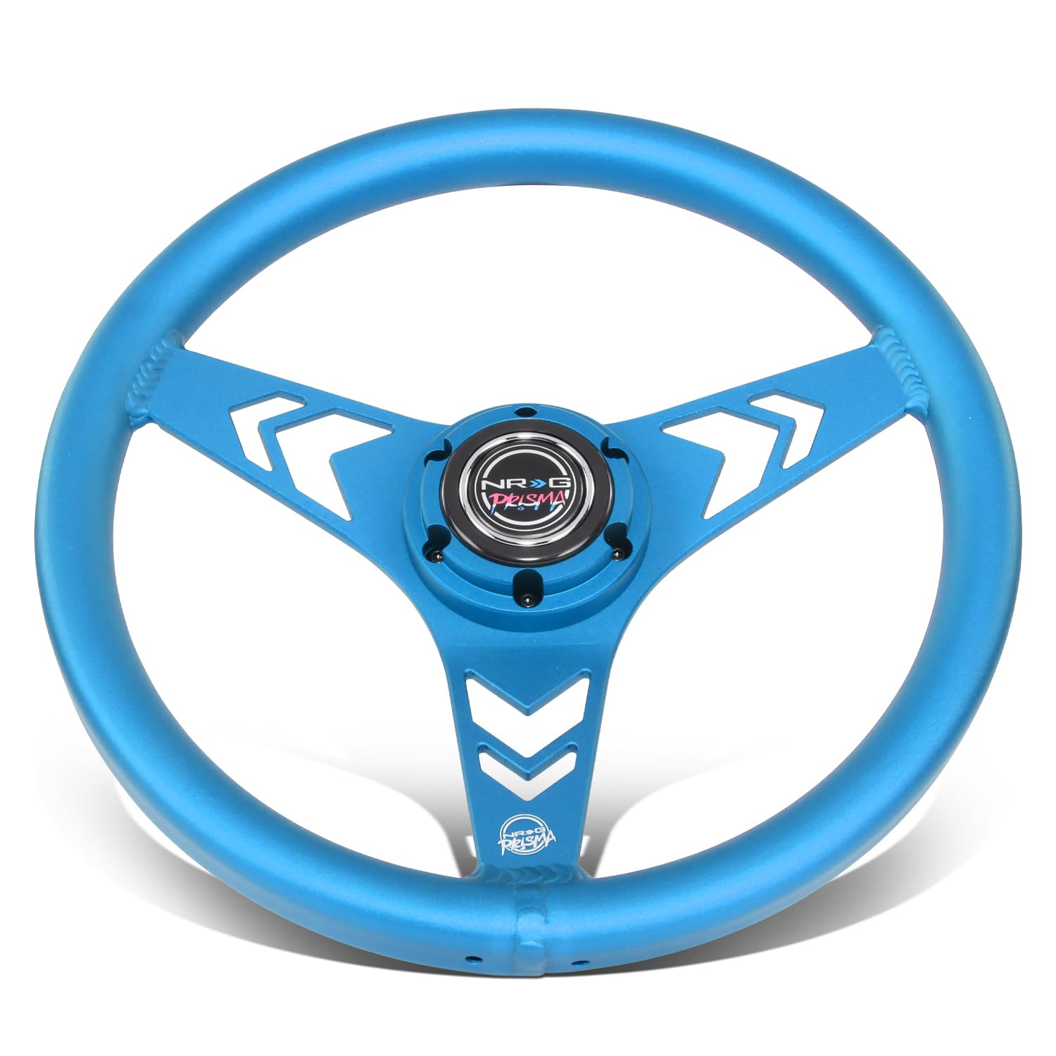 NRG Innovations All Aluminum Steering Wheel NRG-RST-070-BL 330mm - Arow Cutout- Ergonomic Grip- Anadized Blue