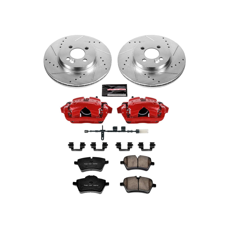 Power Stop Z23 Evolution Front Brake Caliper Kit KC6741- Brake Rotors, Carbon-Fiber Ceramic Brake Pads, Brake Calipers and 1 Front Sensor Wire
