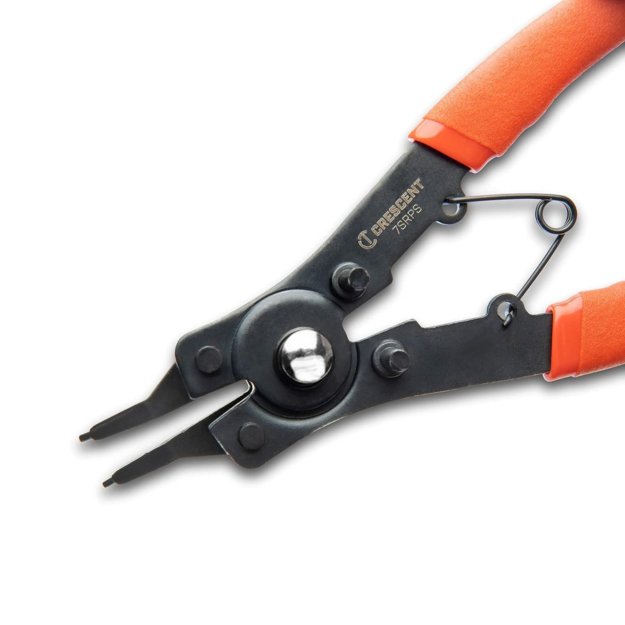 5 Piece Crescent Snap Ring Pliers Set - Lock Ring Pliers for Internal & External Snap Rings - Removes & Installs Snap Rings - With 4 Interchangeable Heads & Dipped Handles - 7SRPS