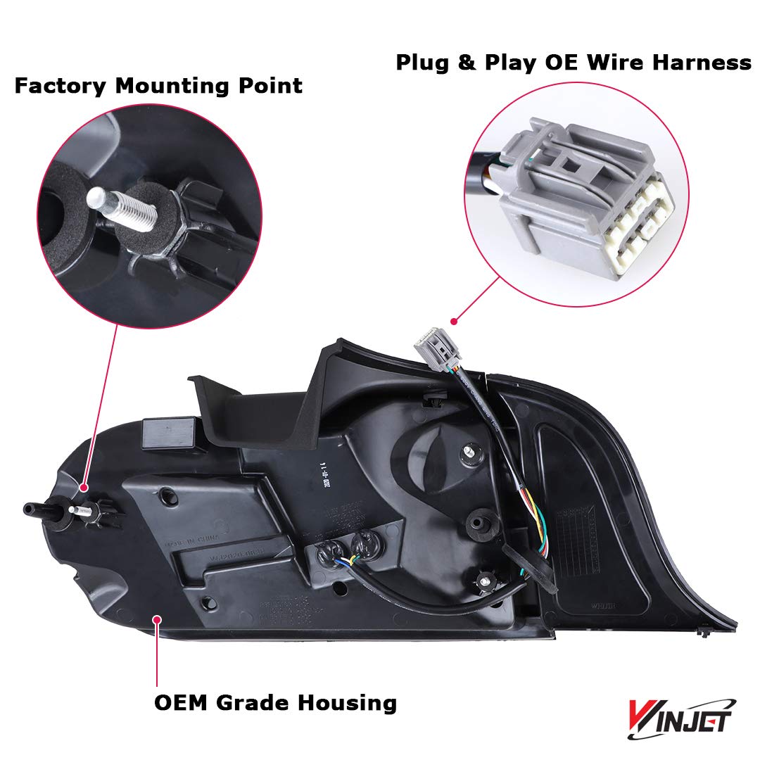 Euro Style Winjet Compatible with 2015 2016 2017 2018 2019 2020 Ford Mustang LED Sequential Tail Lights Rear Lamps (Clear)