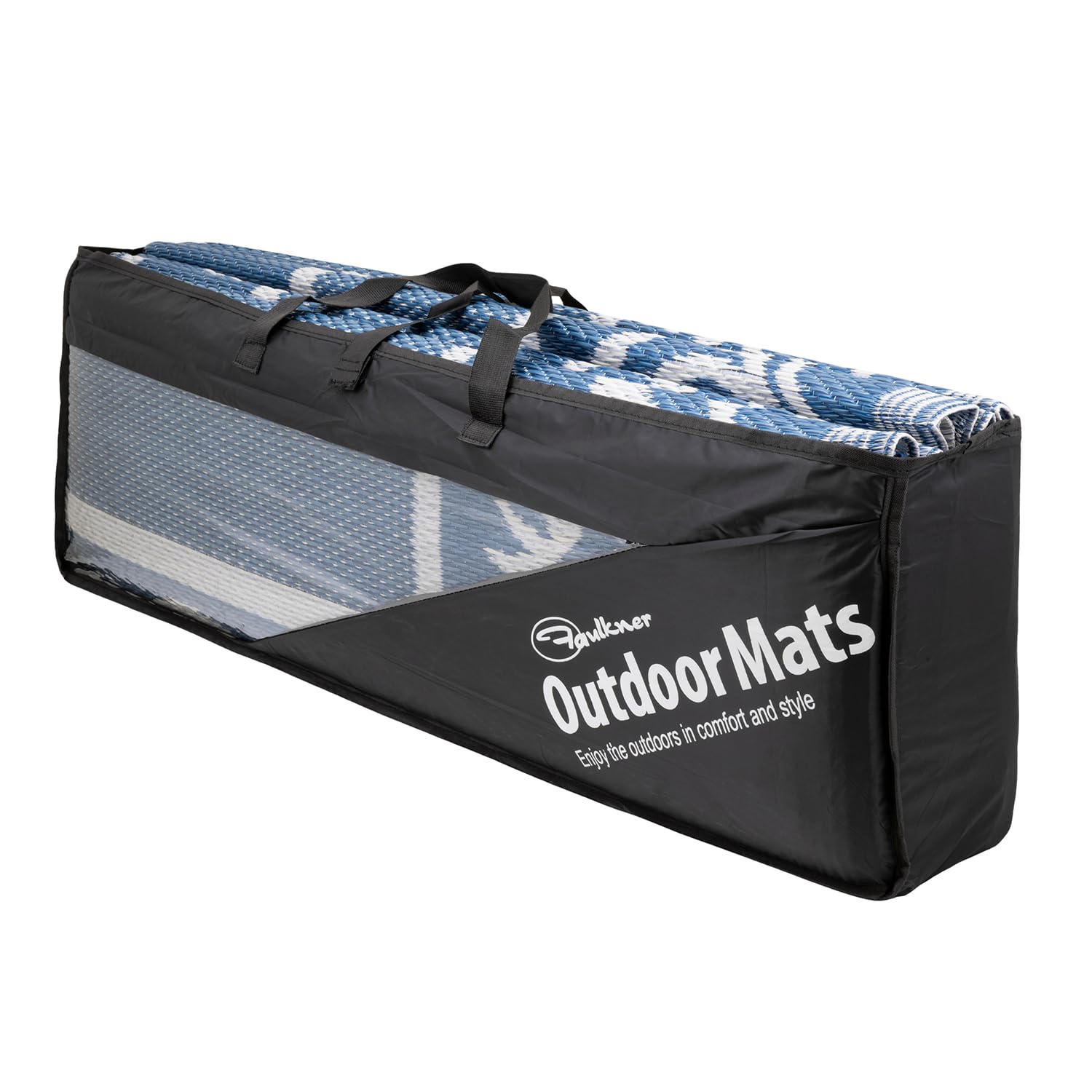 Patio Mat Bag FAULKNER 48829S, For Faulkner Brand Mats, 14 Inch Height x 37-3/4 Inch Width x 7 Inch Deep, Black, Nylon, Water Resistant, With Velcro Strap, Zip Closure