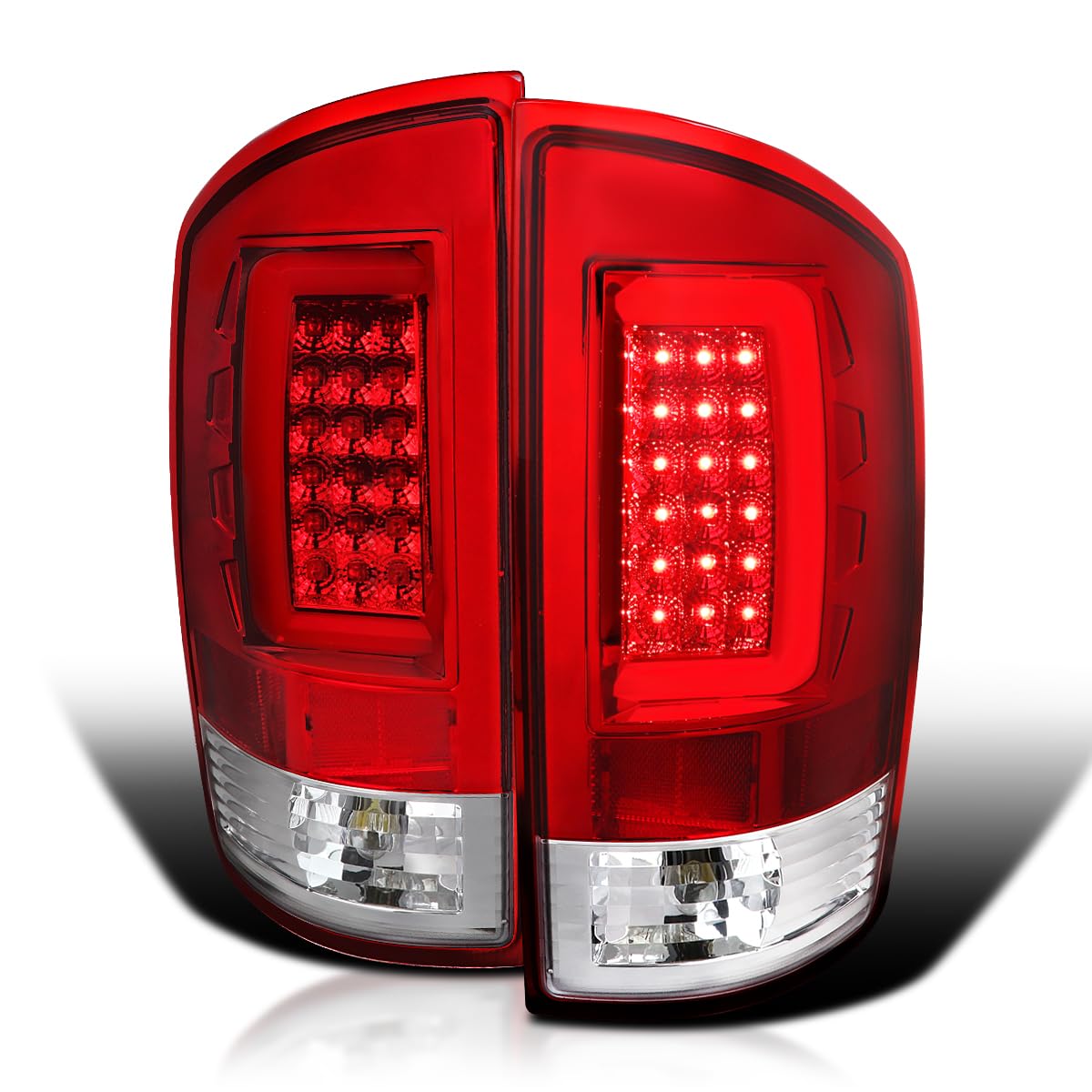 Red LED Bar Tail Lights SPEC-D TUNING Compatible with 2002-2006 Dodge Ram 1500/2500/3500, Left + Right Pair Assembly