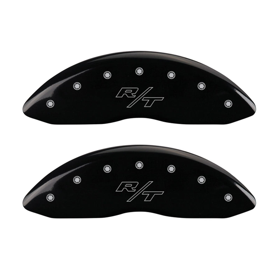 Caliper Covers MGP 12088SRTRBK (Black Powder Coat Finish, Engraved Front and Rear: Vintage Style/RT, Silver Characters, Set of 4)