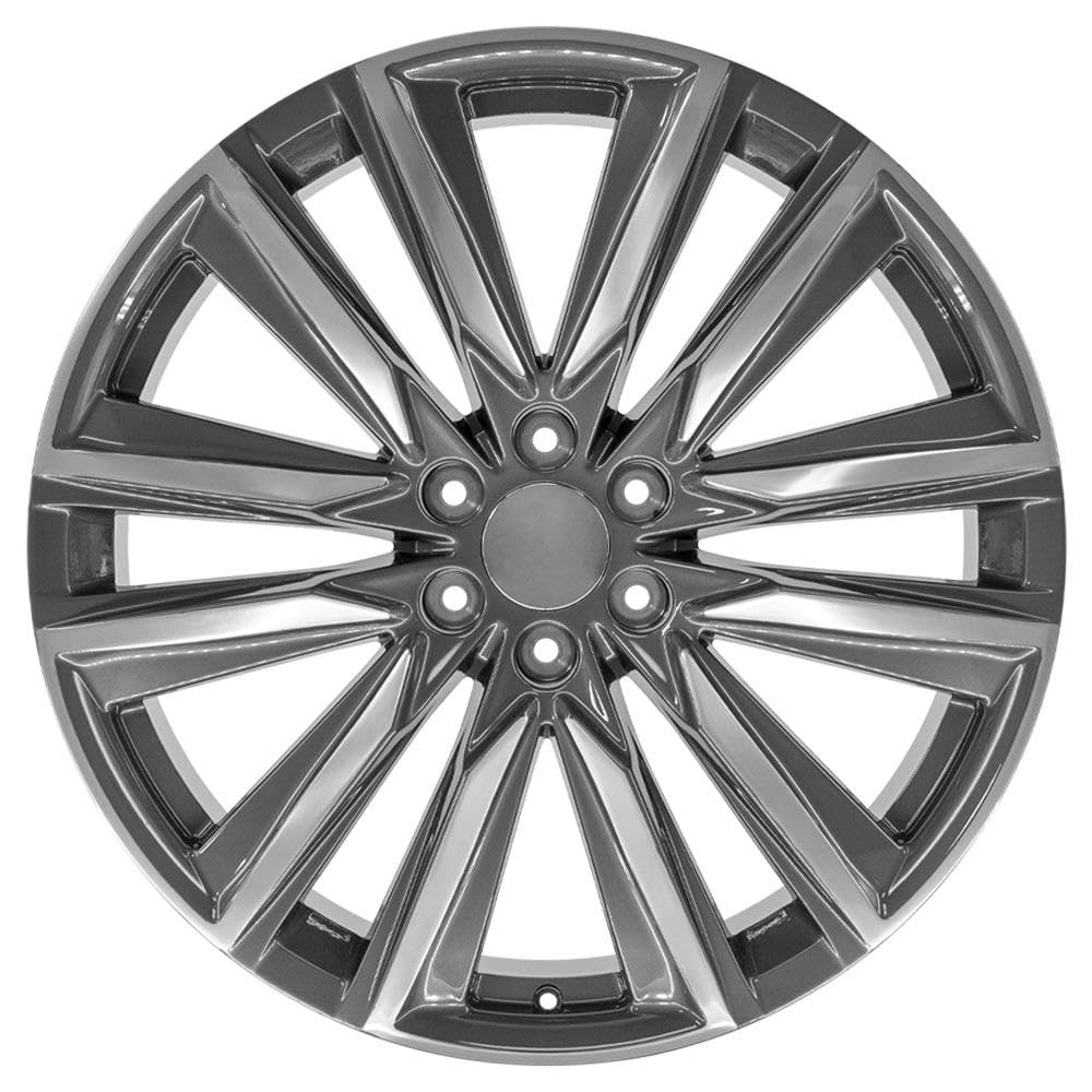 24 Inch OE Wheels CA91 Rim Fits Escalade Sport Style 6x139.7 24x10 Gloss Gunmetal with Polished Face - Hollander 4869 (1)