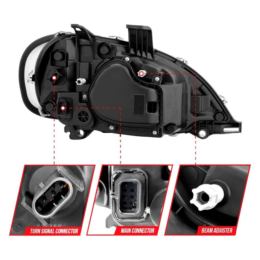 2002-2014 Freightliner M2 ANZO LED Crystal Headlights Chrome Housing w/Clear Lens (Pair) (131031)