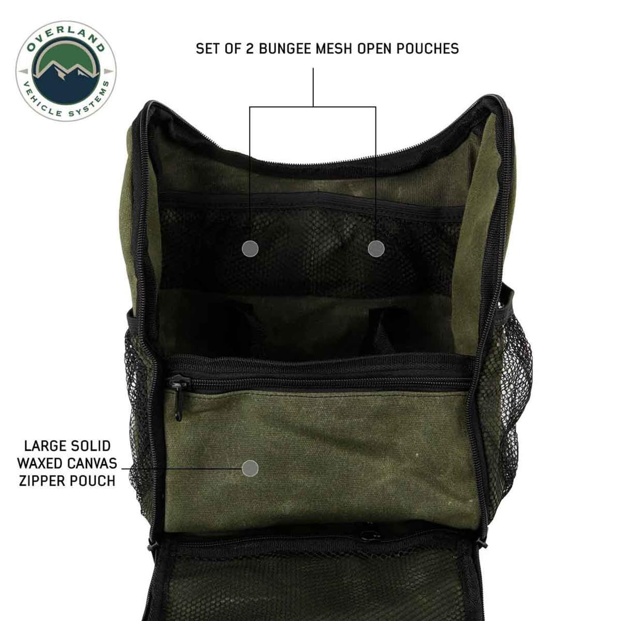 Overland Vehicle Systems Bag Overnight with Handle & Straps - #16 Waxed Canvas Storage - Infused with Paraffin Wax Waterproofing - Doubled Reinforced Stitching