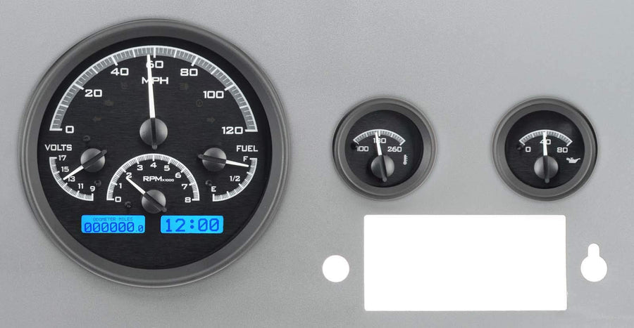 Dakota Digital VHX-55J-K-B Gauge System Analog Dash Compatible with Jeep 1955-86 CJ Black Alloy Style Blue Backlighting