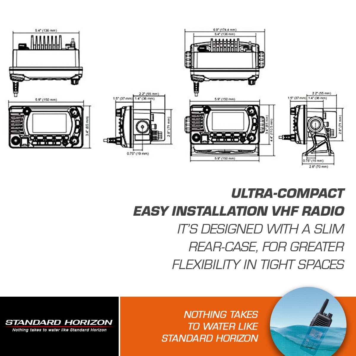 GX1850 Standard Horizon Fixed Mount VHF - NMEA 2000 - Black