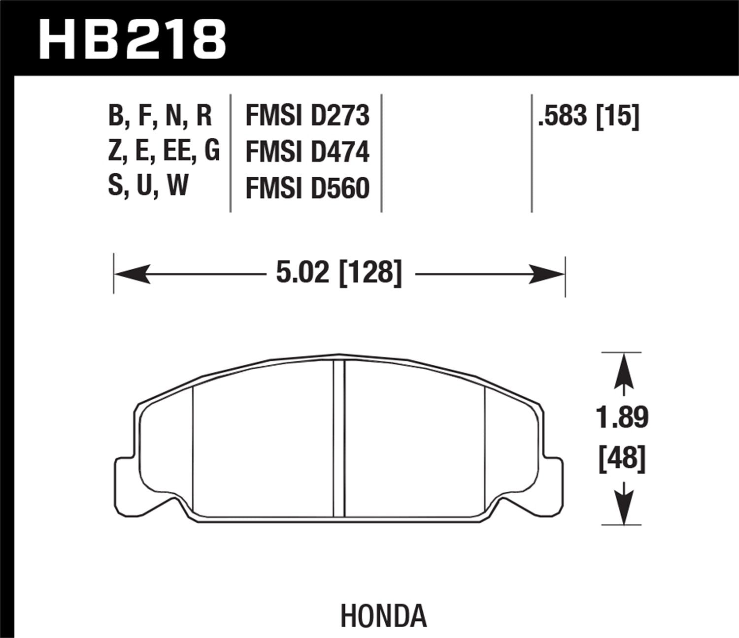 Hawk HB218G.583 Performance Front Disc Brake Pad