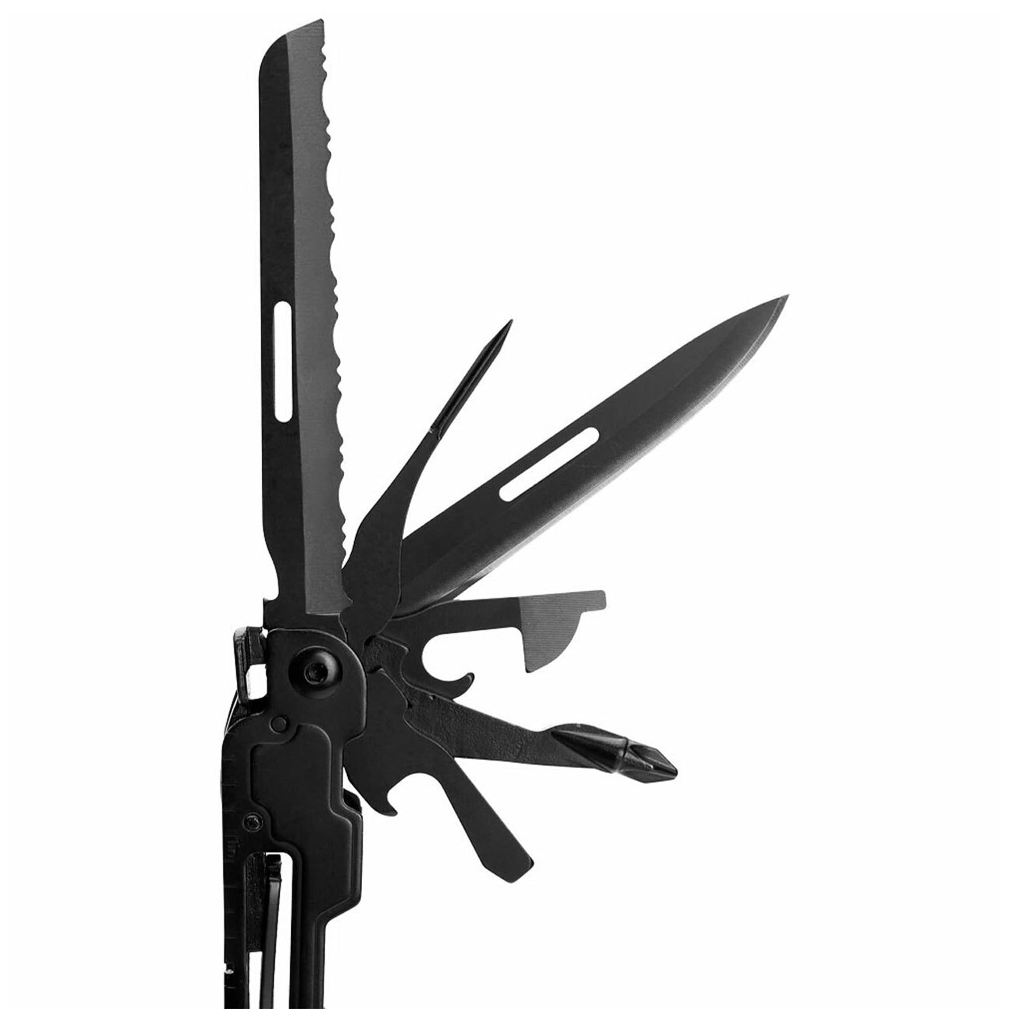 SOG PowerAccess Deluxe Heavy Duty All-Around Stainless Steel Multi-Tool w/Nylon Sheath, Two Knife Blades, Can & Bottle Opener, Black