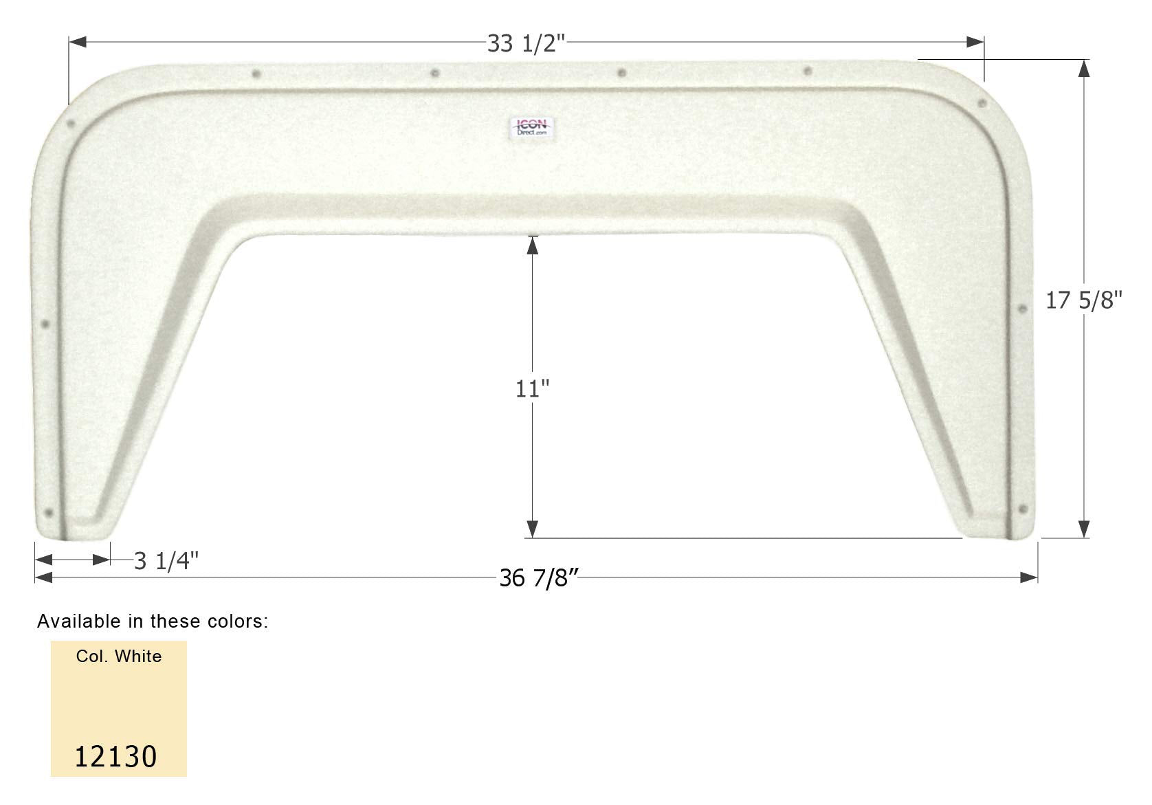 Single Axle Fender Skirt ICON 12130 for Vanguard - Colonial White