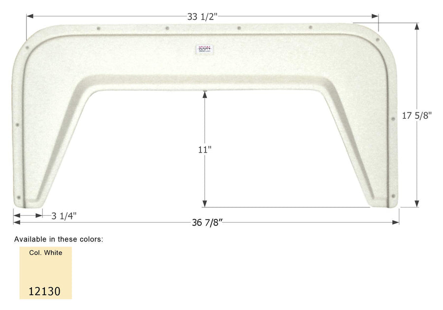 Single Axle Fender Skirt ICON 12130 for Vanguard - Colonial White