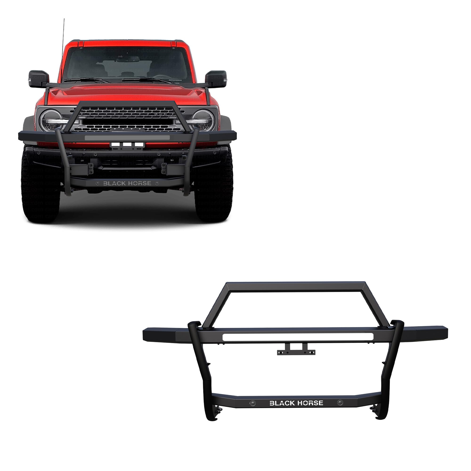 Rambler Black Horse Grille Guard Modular Black Compatible with 2021-2024 Ford Bronco-RAGF20