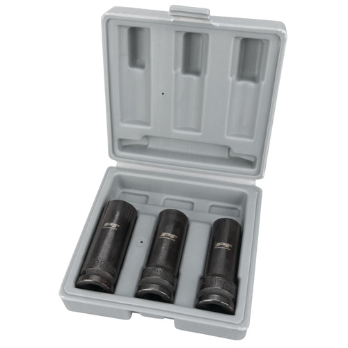 W87140 Performance Tool Damaged Lug Nut Sockets Set - 1/2" Drive (3 Pieces) with Molded Case - Removes Rusted, Rounded-Off Nuts and Bolts - 17mm, 19mm, 21mm