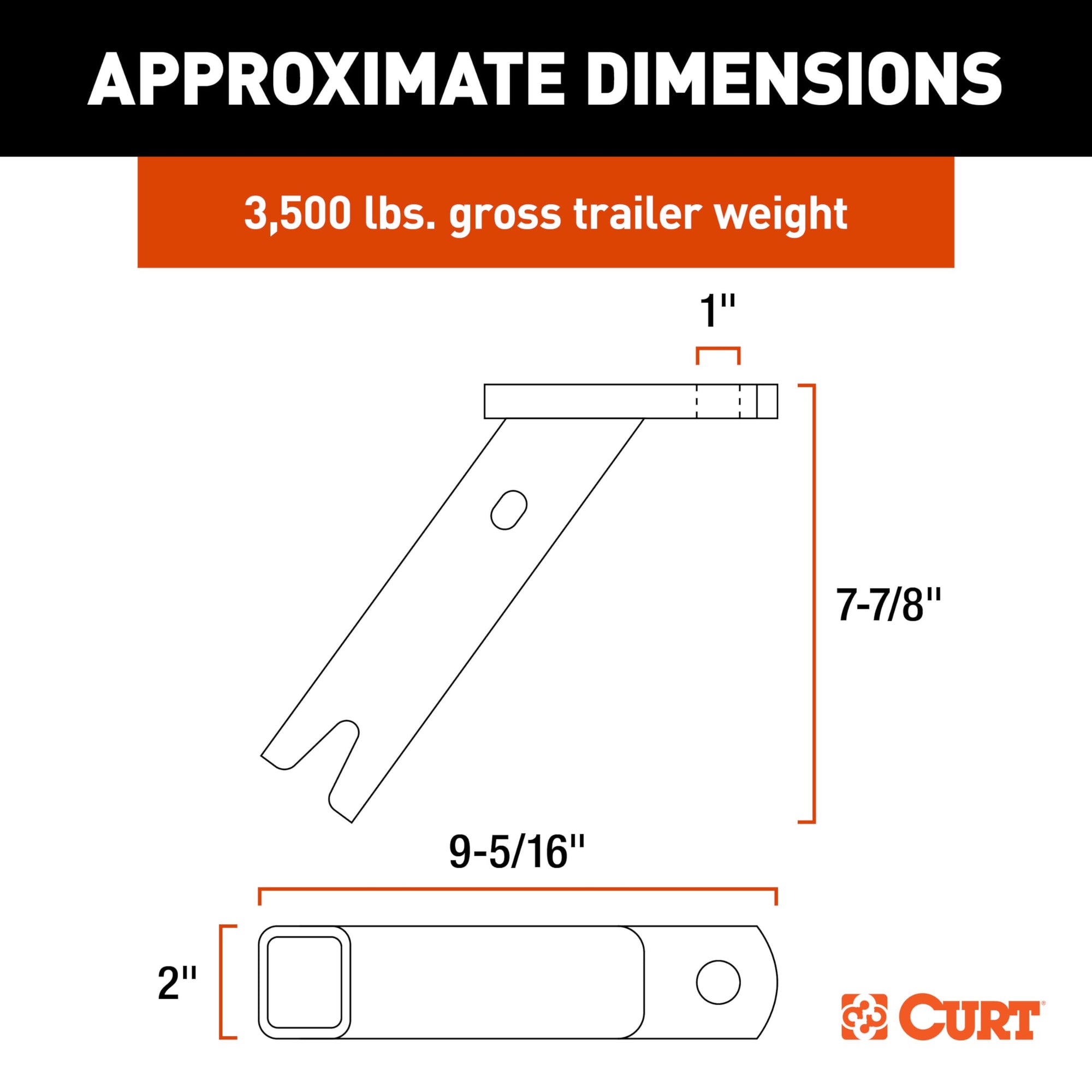 CURT ActiveLink Hitch Ball Mount 18416, Fits 2-Inch Trailer Couplers, 3,500 Pounds GTW