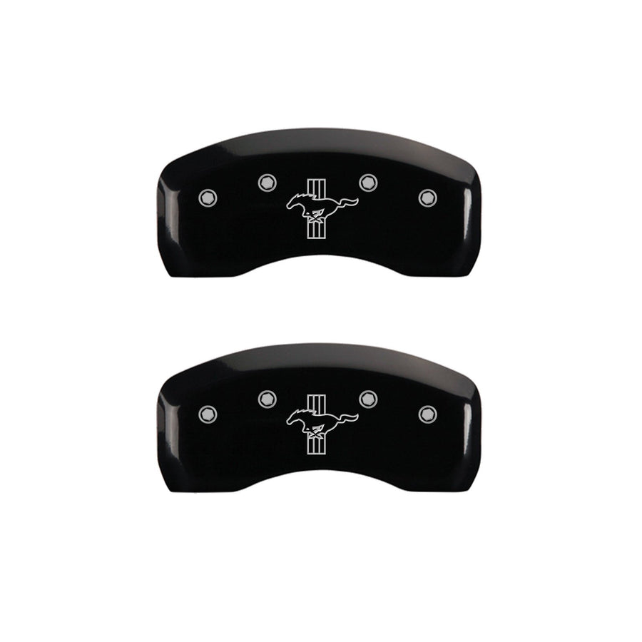 Black MGP Caliper Covers Engraved with Silver Mustang/Bar & Pony (S197) 10017SMBPBK (Set of 4)