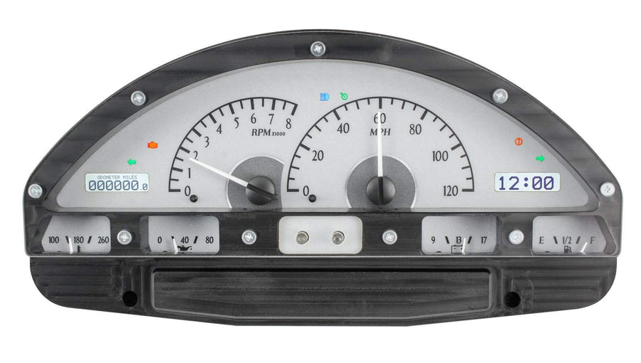 Dakota Digital VHX-56F-PU-S-W Analog Dash Gauge System Compatible with 1956 Ford Pickup Truck Silver Alloy White