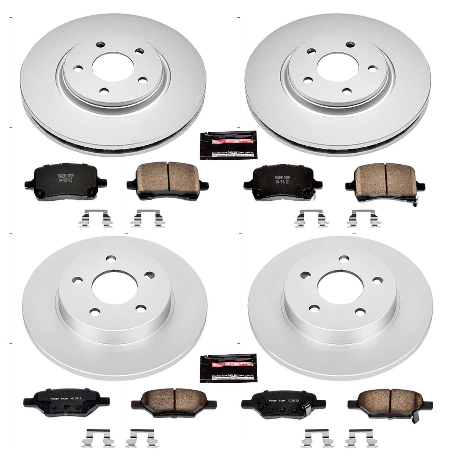 Power Stop CRK1612 Brake Rotor & Coated Ceramic Brake Pads- front & rear For Chevy Cobalt, Chevy Cob, Chevy HHR, Chevy Malibu, Pontiac, Pontiac G6, Saturn Aura, Saturn Ion [Model Specific]