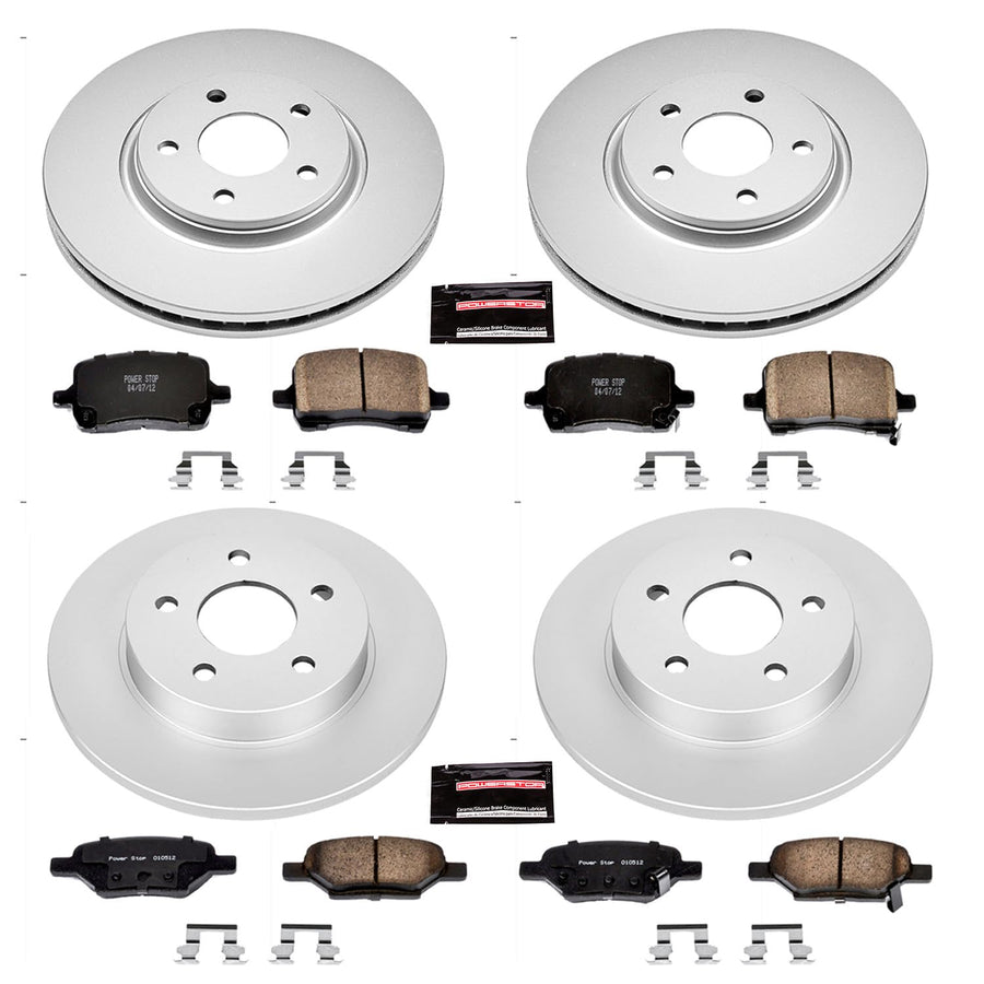 Power Stop CRK1612 Brake Rotor & Coated Ceramic Brake Pads- front & rear For Chevy Cobalt, Chevy Cob, Chevy HHR, Chevy Malibu, Pontiac, Pontiac G6, Saturn Aura, Saturn Ion [Model Specific]