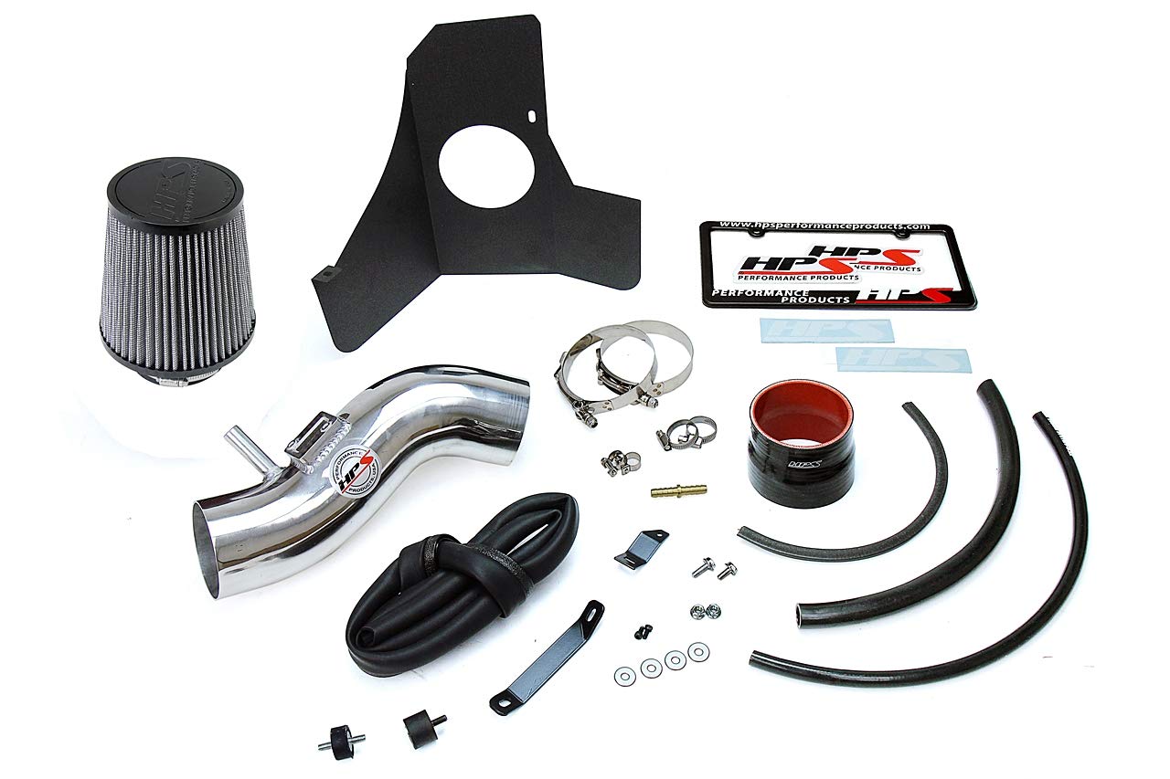 HPS Shortram Polish Air Intake Kit + Heat Shield Cool Ram Compatible for 2017-2024 Honda Ridgeline 2016-2024 Pilot 2019-2024 Passport 3.5L V6, 827-621P