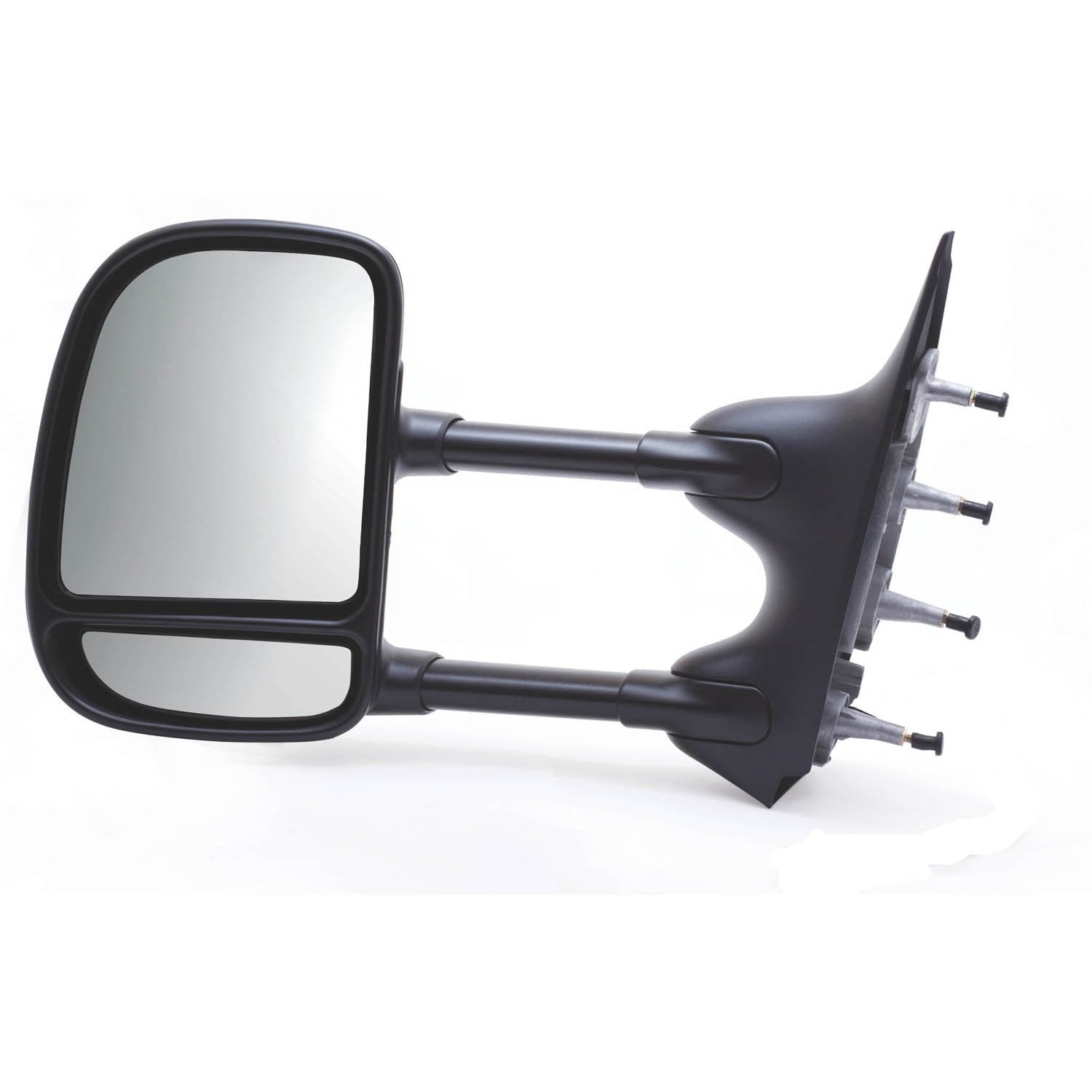 K Source Extendable Driver Side Towing Mirror for 2002-2014 E Series, Textured Black, Manual, Adjustable, Dual Lens, Flat Mirror, Foldaway