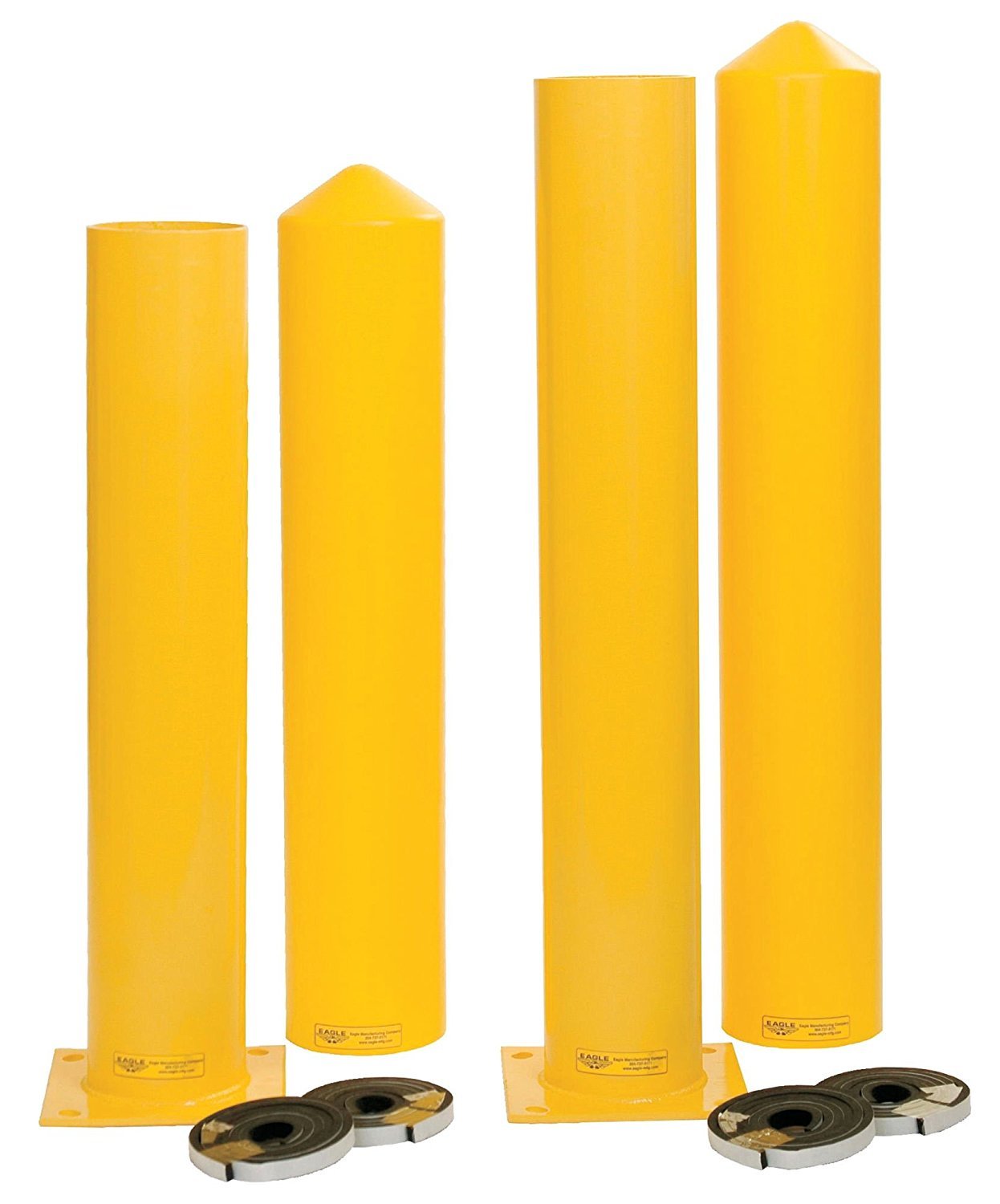 Eagle Steel Bollard Post and 1763PS Poly Sleeve Combos with Kit, 6" Size, 6-5/8" Diameter x 36" Height