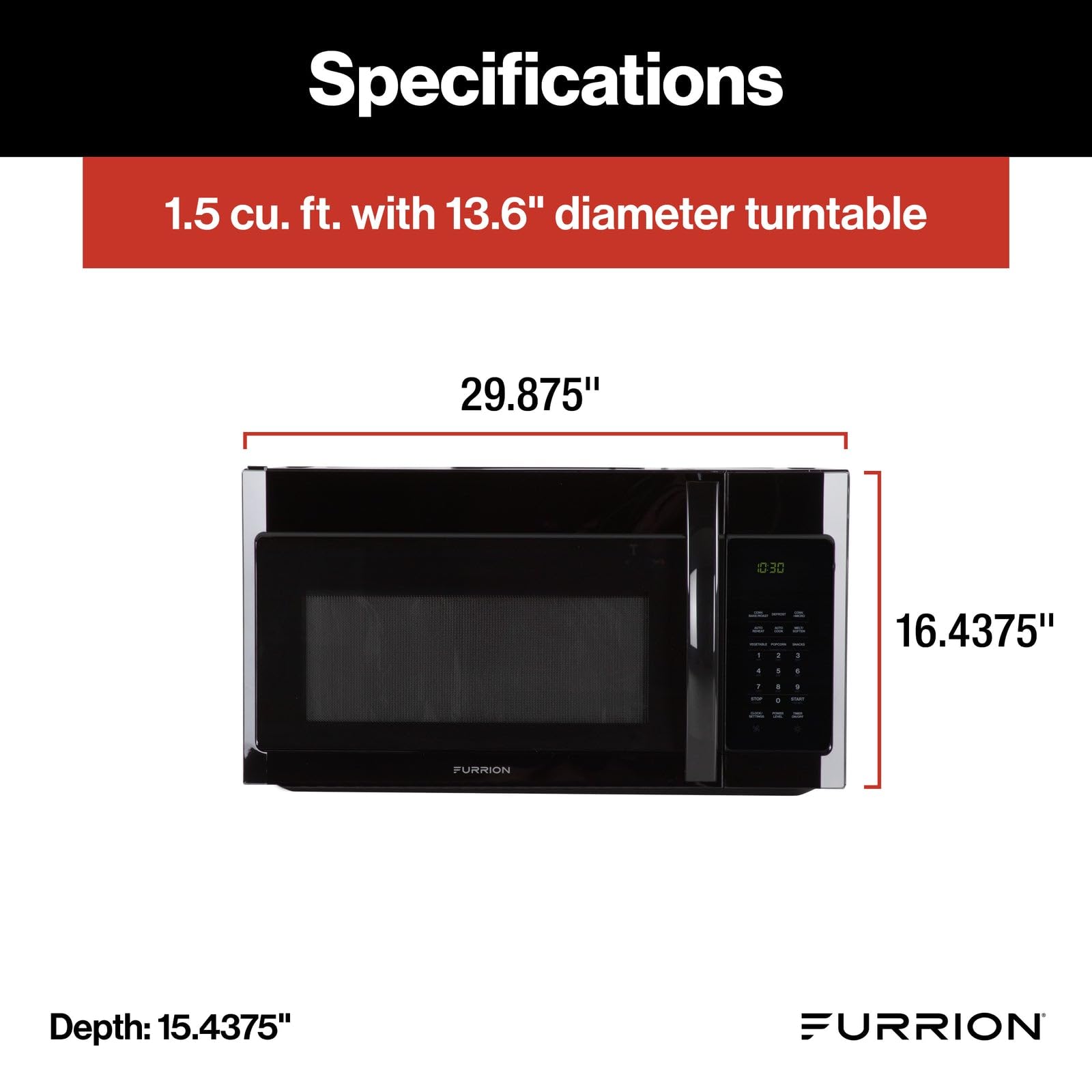 Furrion® - Over-The-Range Furrion Convection RV Microwave Oven - 1.7 cu. ft., Stainless Steel #FMCM15A-SS