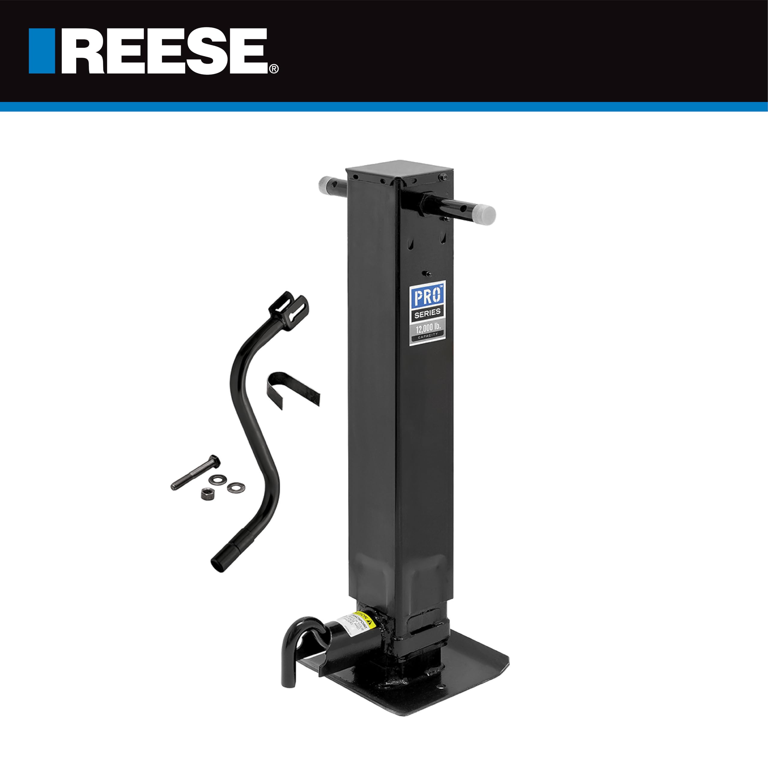 Pro Series Reese 1400980376 Square Trailer Jack, No Mount, 12,000 lbs. Support Capacity, Sidewind, Weld-On, 12-1/2 Inch Travel