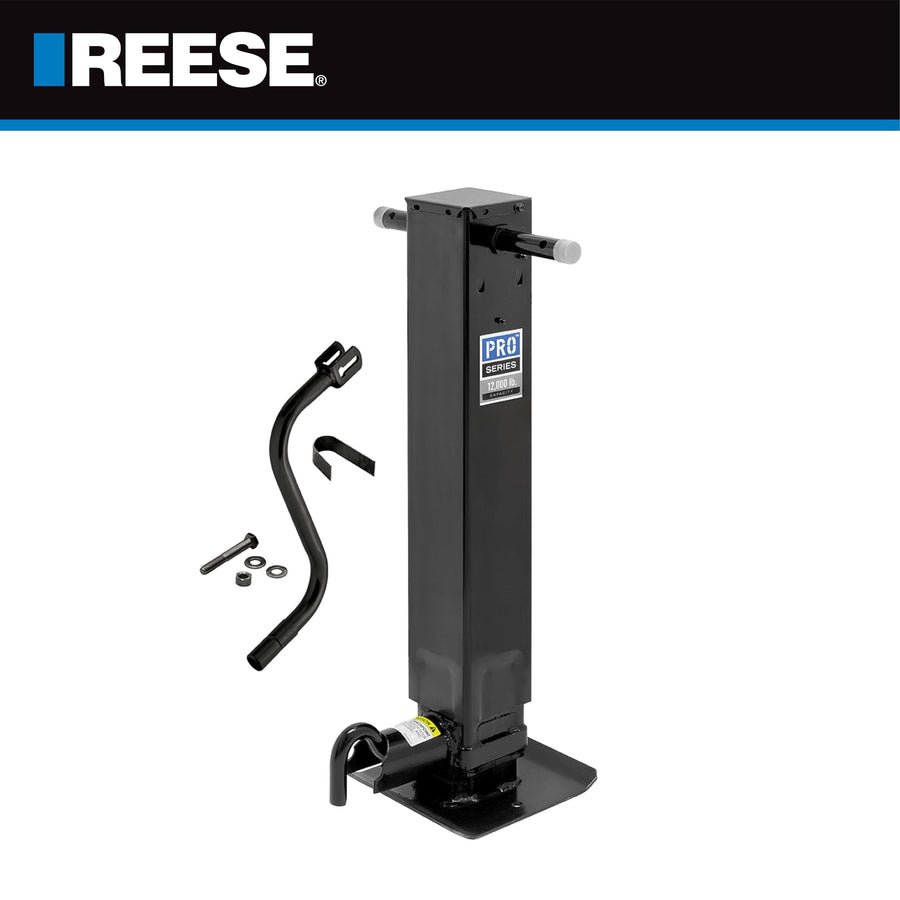 Pro Series Reese 1400980376 Square Trailer Jack, No Mount, 12,000 lbs. Support Capacity, Sidewind, Weld-On, 12-1/2 Inch Travel