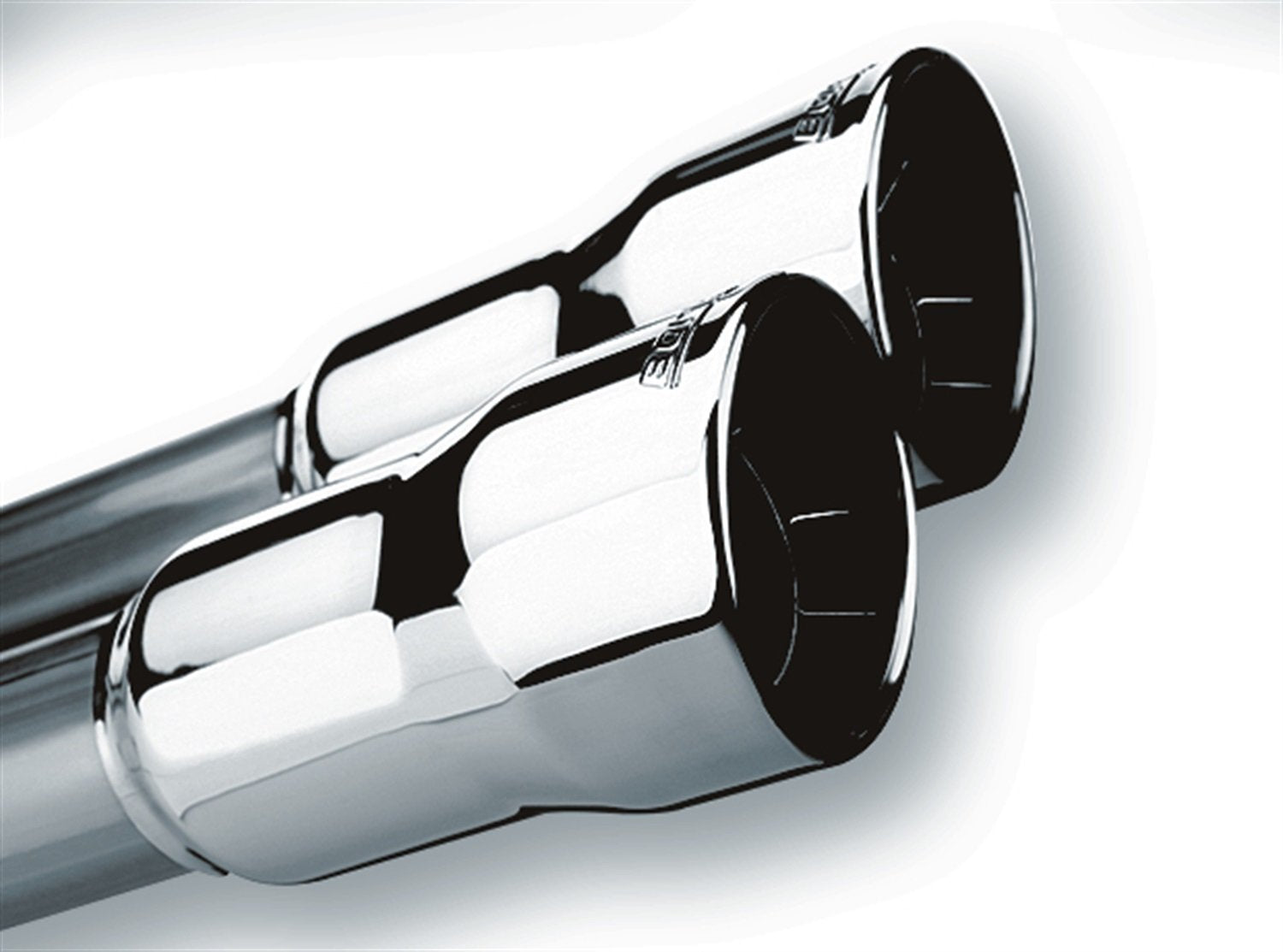 BORLA Exhaust Tip 2" Inlet - 3" Dual Round Rolled-Edge Angle-Cut Lined Outlet - 12.63" Long Exhaust Tip Embossed With BORLA Logo. Weld On Mounting Method 20143