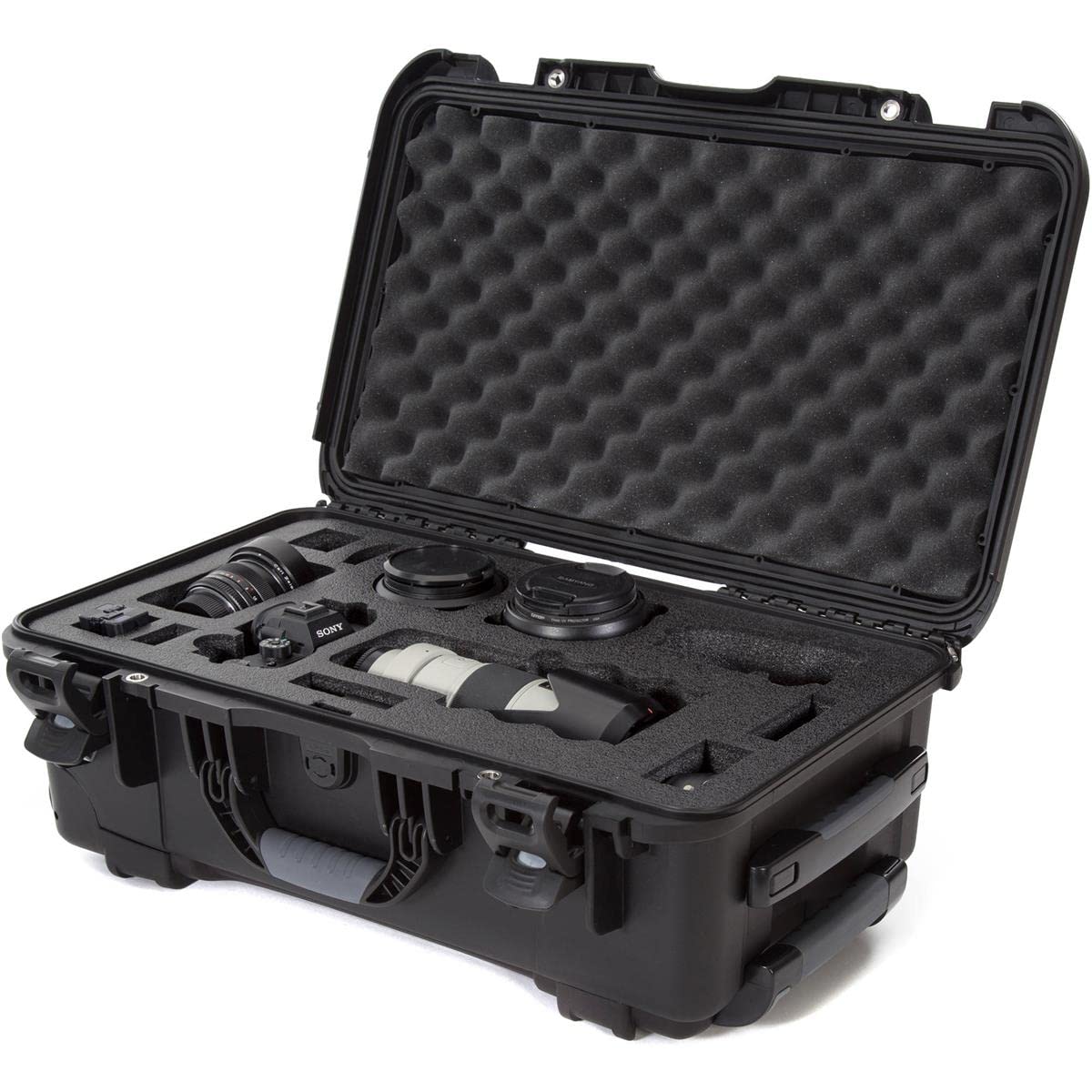 Waterproof Nanuk 935 Carry-On Hard Case with Custom Foam Insert for Sony a7R Size Camera w/Wheels - Black