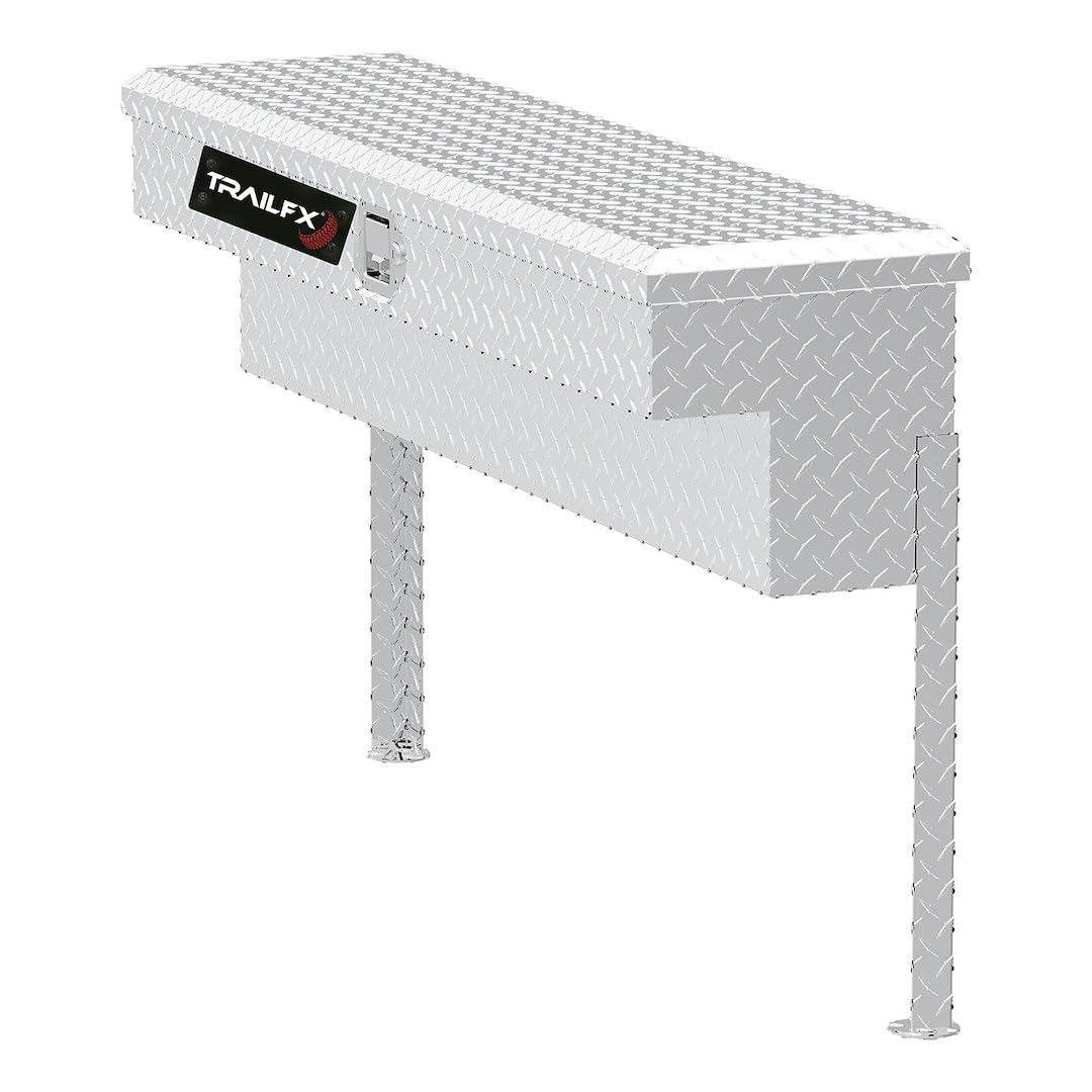 Side Mount Tool Box TrailFX Single Lid with Struts Polished 16-Gauge Diamond Tread Aluminum 3 Cubic Foot 48" Length x 11-1/4" Width x 11" Height Bright Finish TrailFX 160481