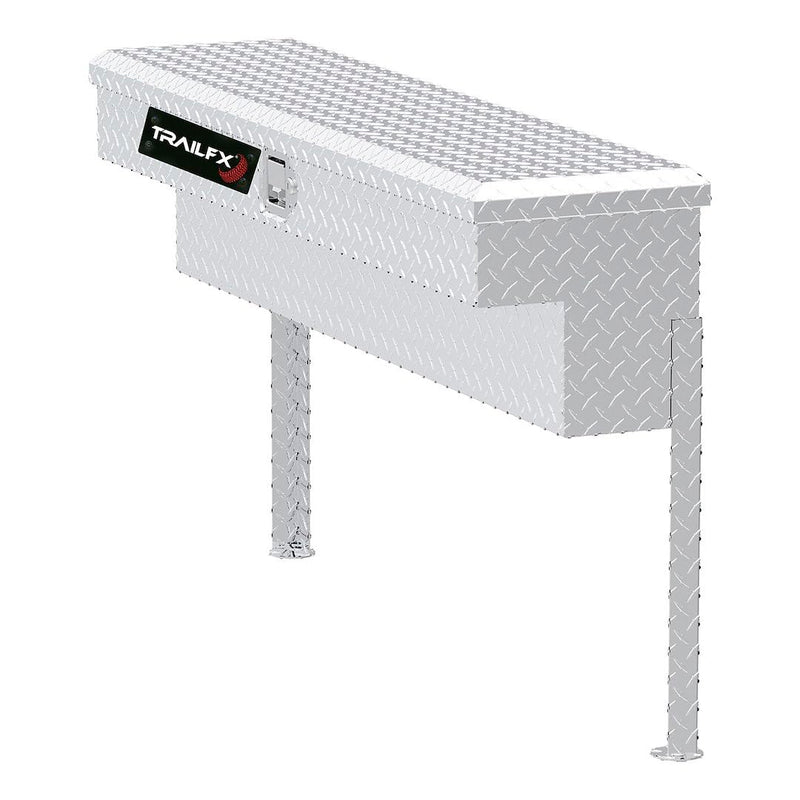 Side Mount Tool Box TrailFX Single Lid with Struts Polished 16-Gauge Diamond Tread Aluminum 3 Cubic Foot 48" Length x 11-1/4" Width x 11" Height Bright Finish TrailFX 160481