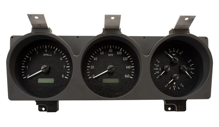 Dakota Digital VHX-81D-PU-K-W Gauge System Analog Dash Compatible with 1981-93 Dodge Full-Size Truck and Ramchargers, Black Alloy Style, White Backlighting
