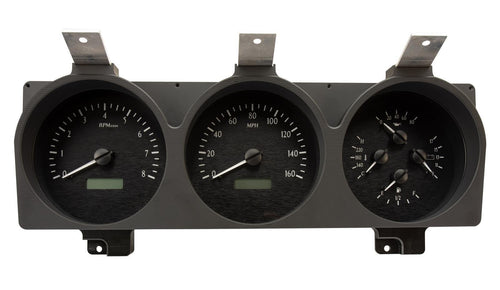 Dakota Digital VHX-81D-PU-K-W Gauge System Analog Dash Compatible with 1981-93 Dodge Full-Size Truck and Ramchargers, Black Alloy Style, White Backlighting