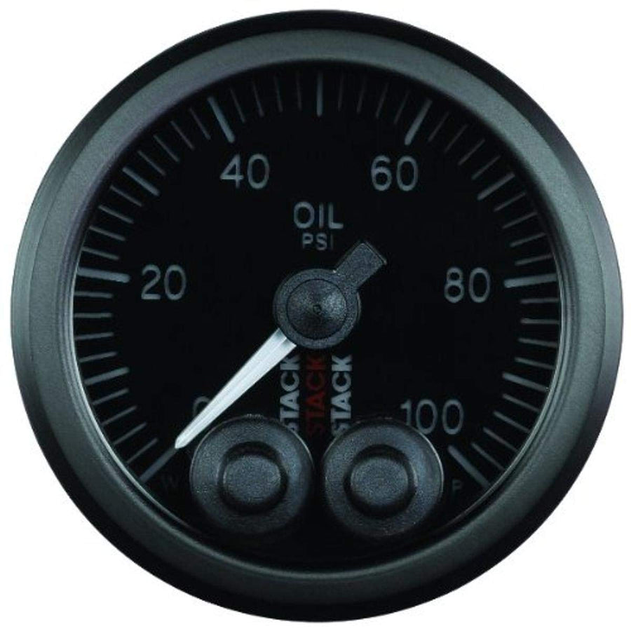 52mm STACK ST3502 Pro-Control Black 1/8" NPTF Male 0-100 PSI Oil Pressure Gauge
