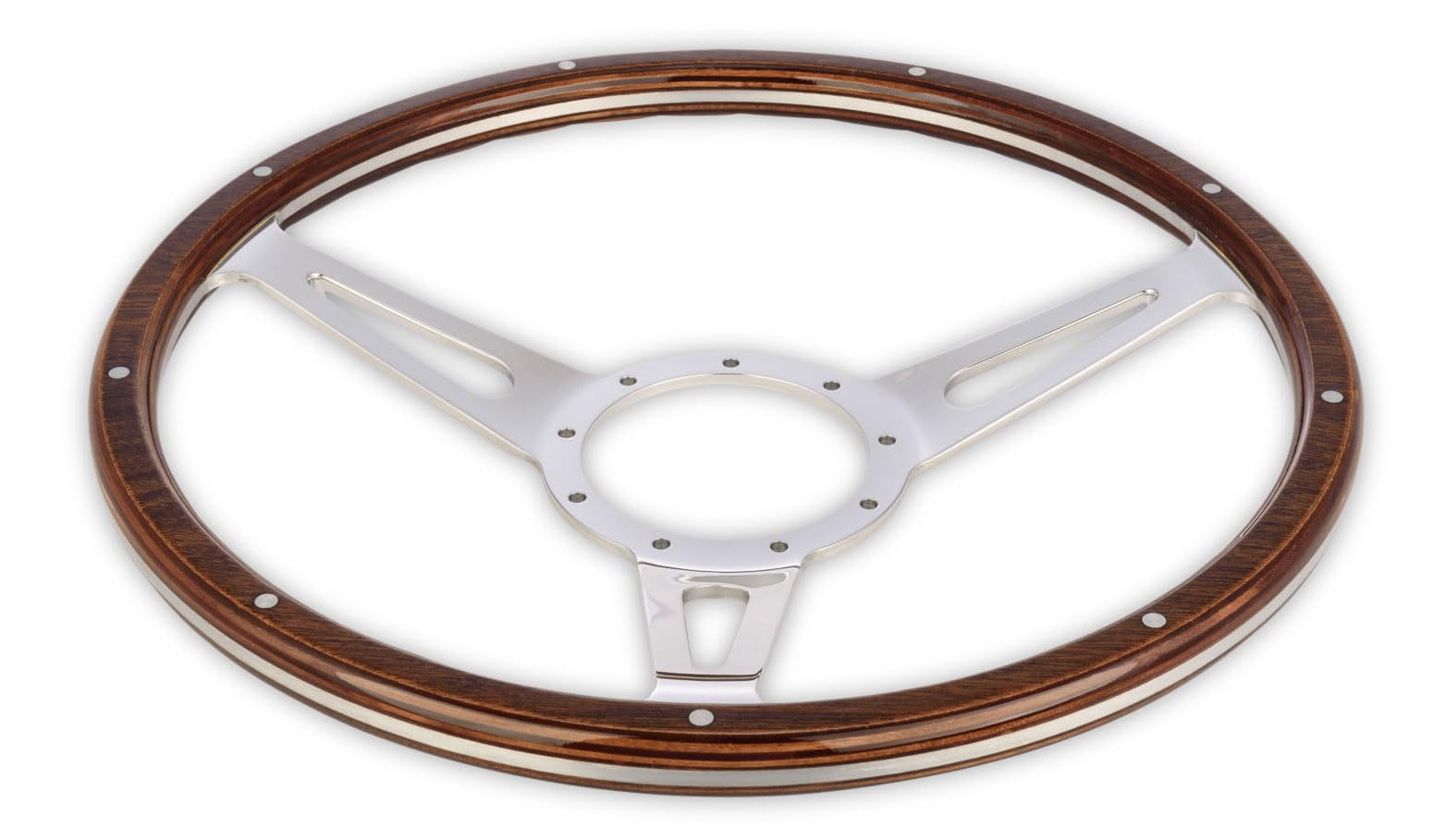Corso Feroce Scott Drake GT350 Style 9 Hole Genuine Wood & Aluminum 15" Steering Wheel, Compatible with 1965-1973 Ford Mustang, Model S1MS-3600-WG