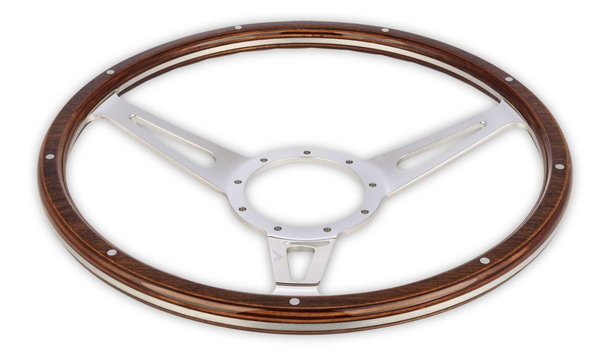 Corso Feroce Scott Drake GT350 Style 9 Hole Genuine Wood & Aluminum 15" Steering Wheel, Compatible with 1965-1973 Ford Mustang, Model S1MS-3600-WG