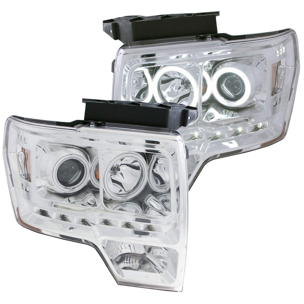 Chrome/Amber AnzoUSA Halogen Projector Headlight for Ford F-150