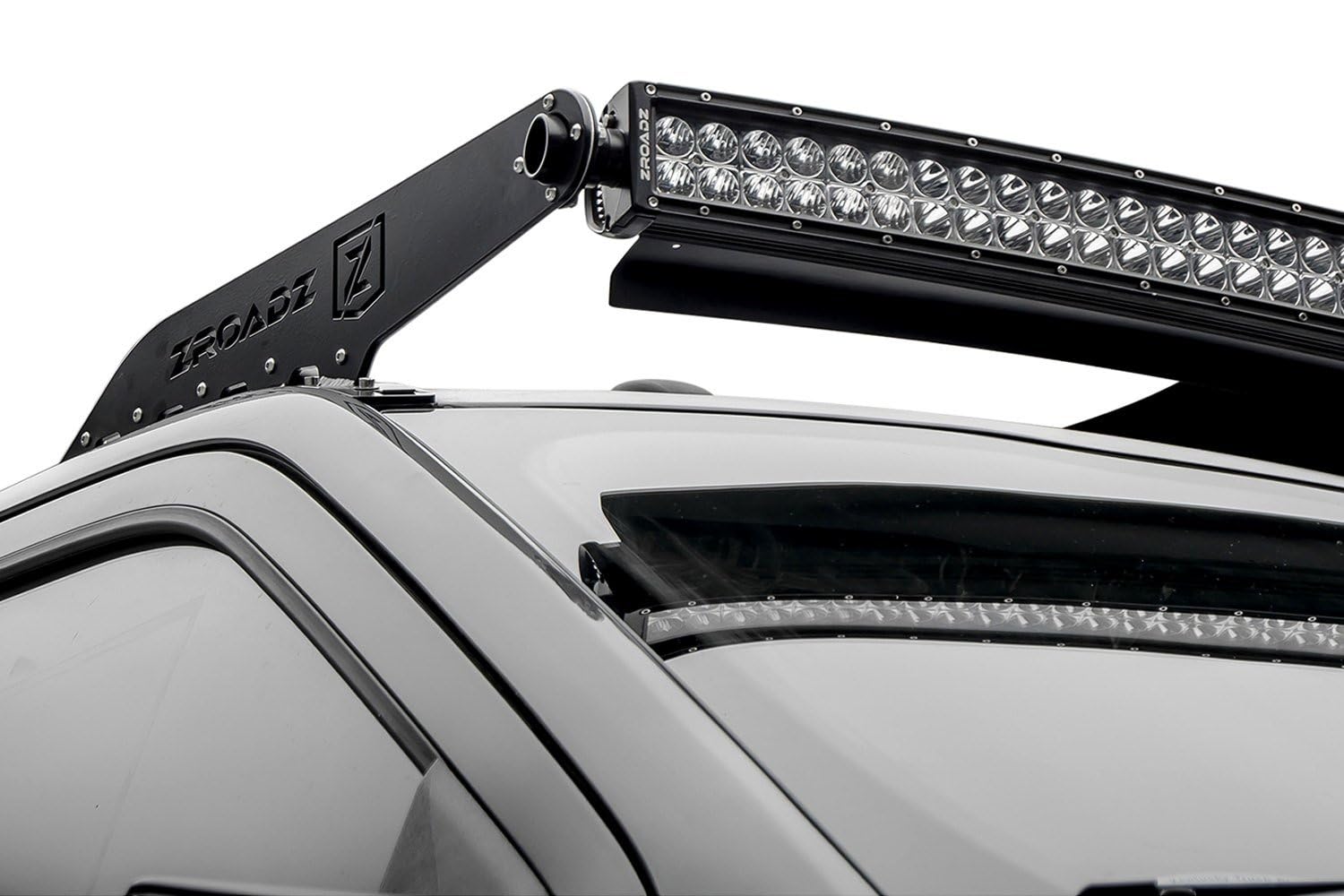 ZROADZ LED Bar Kit Front Roof Mounted - Compatible w/ 2017-2022 ALL Ford F-250, F-350, F-450, F-550 Complete Kit with Mounting Brackets, 52" Curved Zroadz Led bar & Wiring Harness- PN #Z335471-KIT