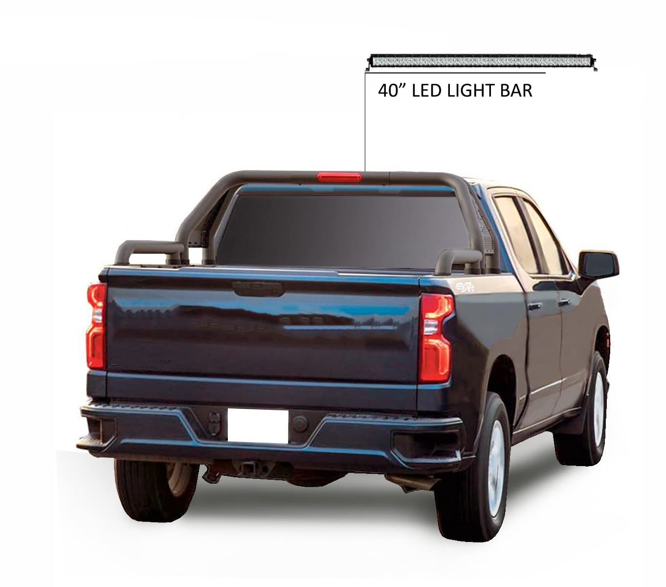 Gladiator Roll Bar Black Horse Modular Black W/40 LED Light Bar Compatible with Universal Roll Bar for 1/2 Ton Trucks (GM-Ford-Dodge- Tundra) -GLRB-01B-KIT
