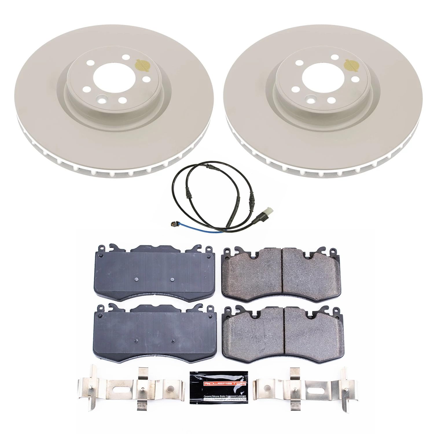 Power Stop Z23 Front Coated Rotor Kit-Coated Brake Rotors & Carbon Ceramic Brake Pads For Land Rover Range Rover Sport 2010-2013 [Model Specific]