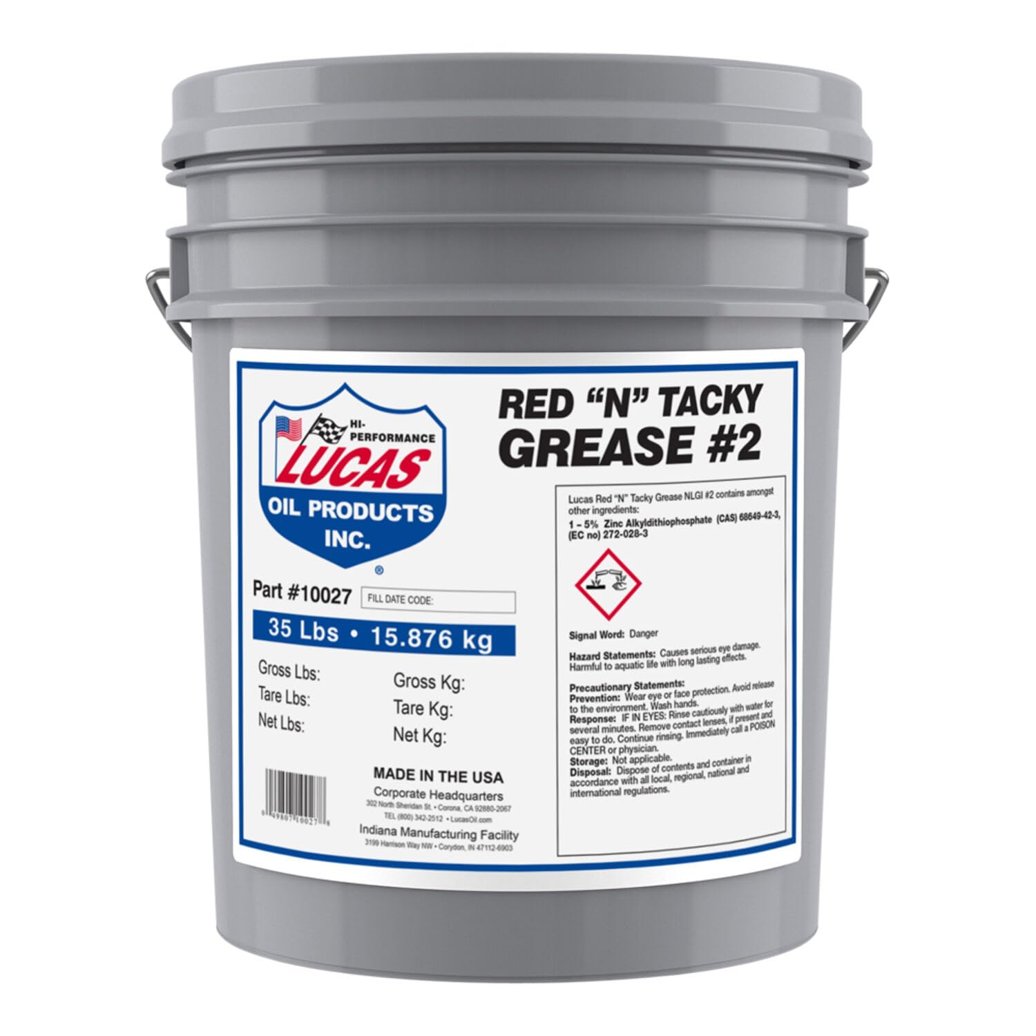 NLGI#2-35 lb. Pail Lucas Oil Red N Tacky Grease