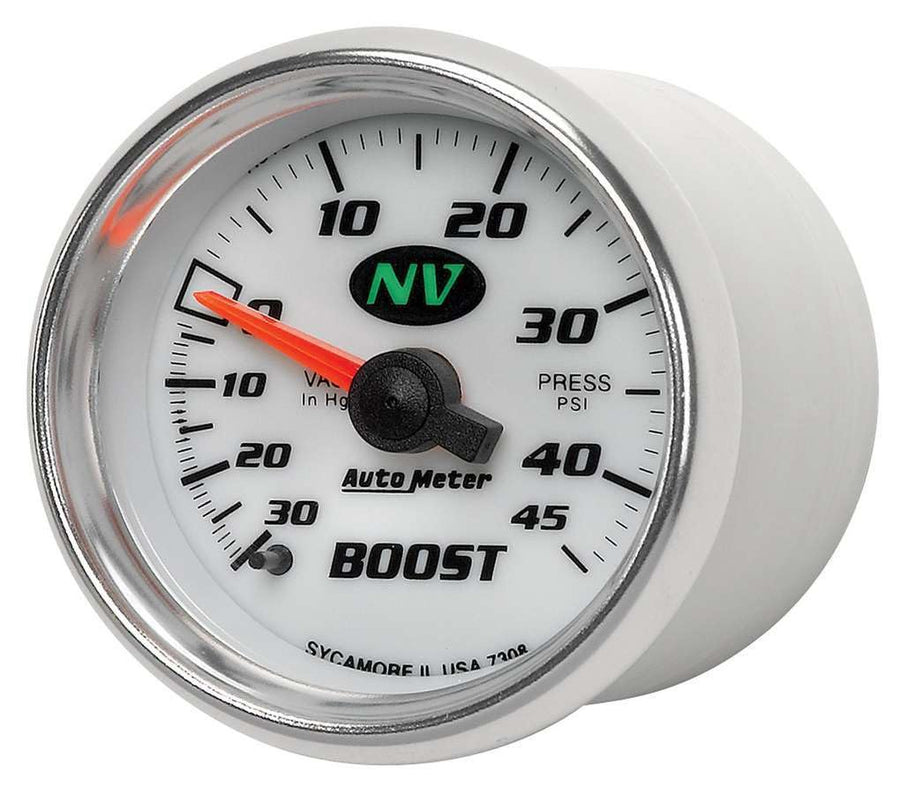 Auto Meter NV 7308 2-1/16" 30 in. Hg/45 PSI Mechanical Vacuum/Boost Gauge