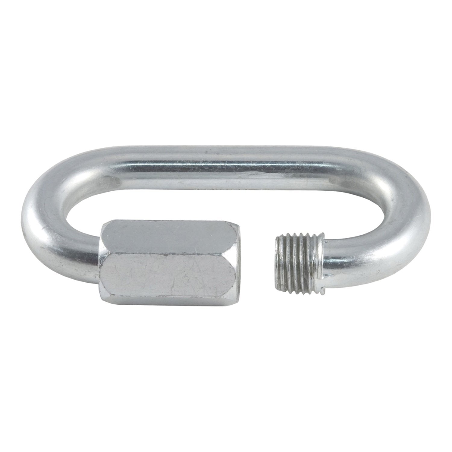 CURT Threaded Quick Link 82901 Trailer Safety Chain Hook Carabiner Clip, 5/16-Inch Diameter, 1760 lbs Break Strength, CLEAR ZINC