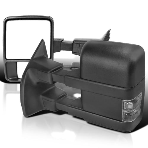 Manual Towing Mirrors SPEC-D TUNING Smoke Turn Signal Lamps Compatible with Ford F250 Super Duty 2003-2015