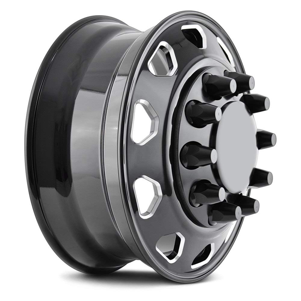 Rear IONBILT IB02 Black/Milled Spokes Wheel (22.5 x 8.25 inches /10 x 285 mm, 169 mm Offset)