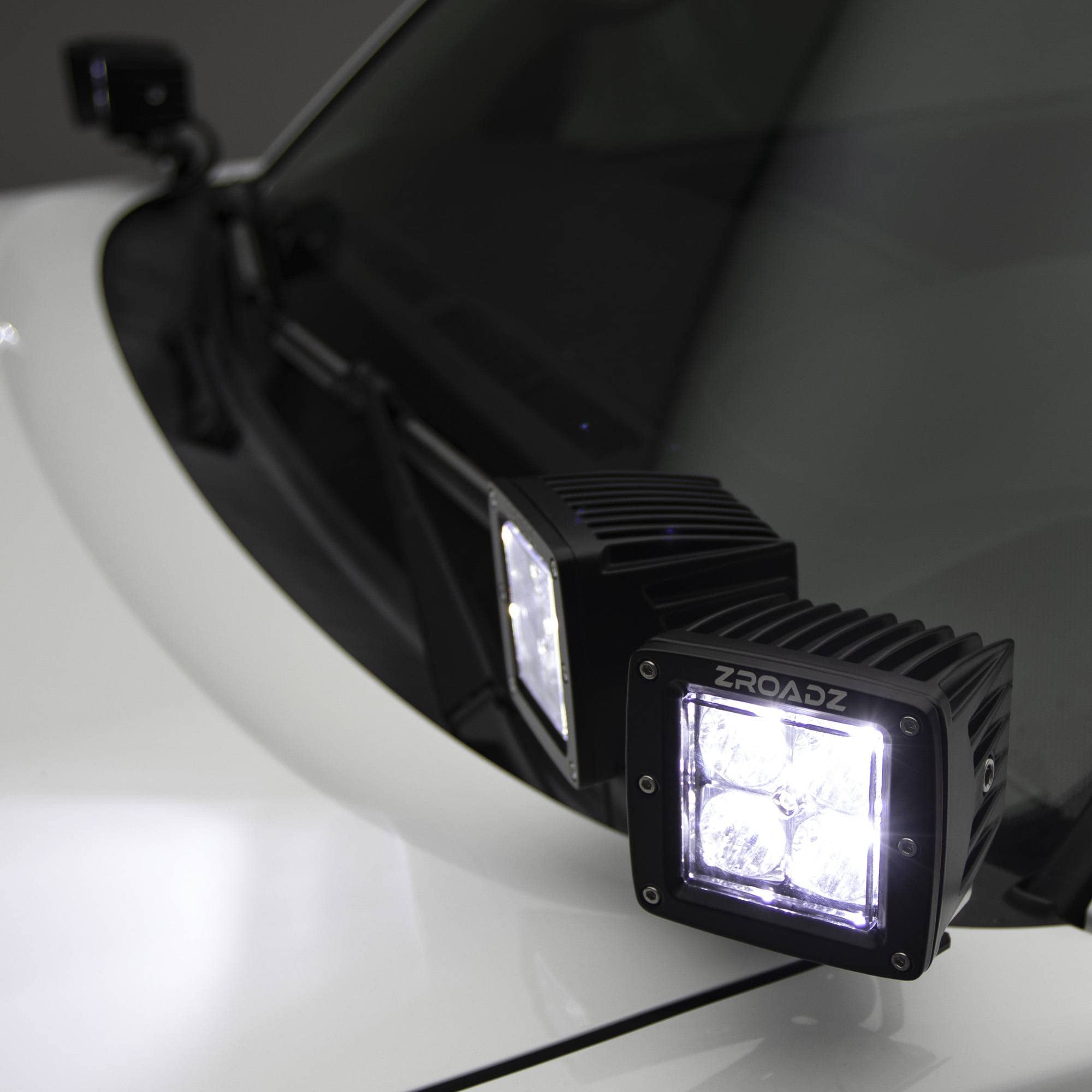 Hood Hinge Adapter Plate ZROADZ to mount (4) 3 Inch LED Pod Lights to Hood Hinge Bracket - PN #Z360002, Black