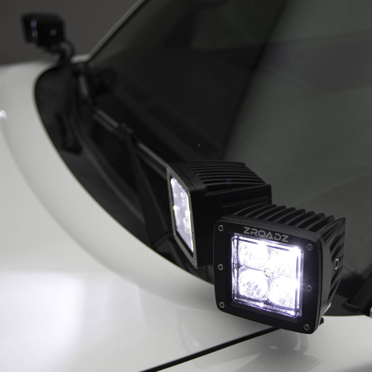 Hood Hinge Adapter Plate ZROADZ to mount (4) 3 Inch LED Pod Lights to Hood Hinge Bracket - PN #Z360002, Black
